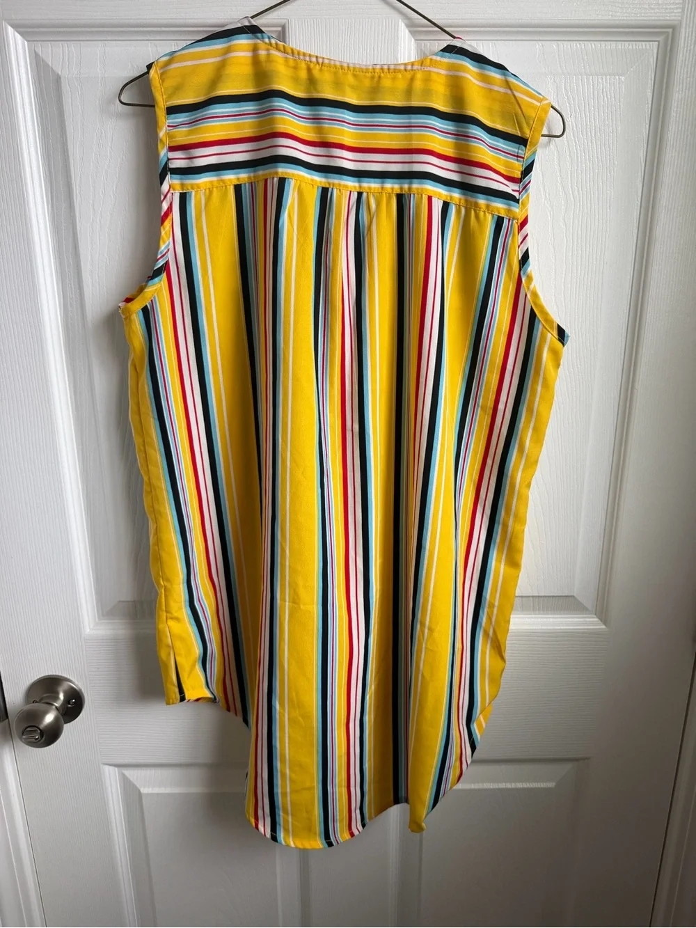 Mileage Bright Yellow Striped Lace-Up Sleeveless Top